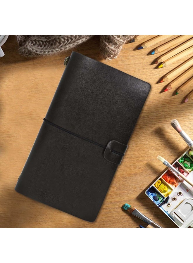 لينلي دفتر يوميات السفر من الجلد الطبيعي (أسود) - Image 3